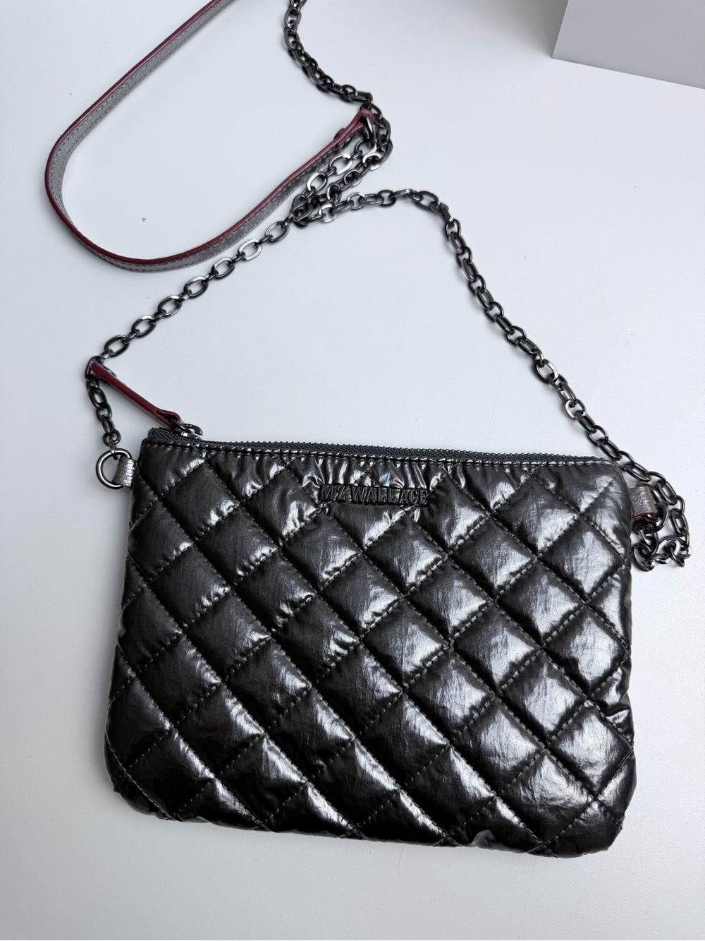 MZ Wallace Ruby Quilted Crossbody Purse Bag in Metallica Silver - Picture 3 of 8